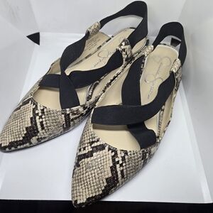 Jessica Simpson Snakeskin Flats with Black Straps